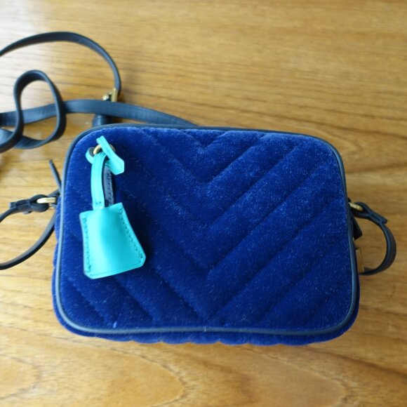 J.Crew Mini Velvet Signet H4031 Navy blue crossbody Cross Body Bag - Picture 2 of 7